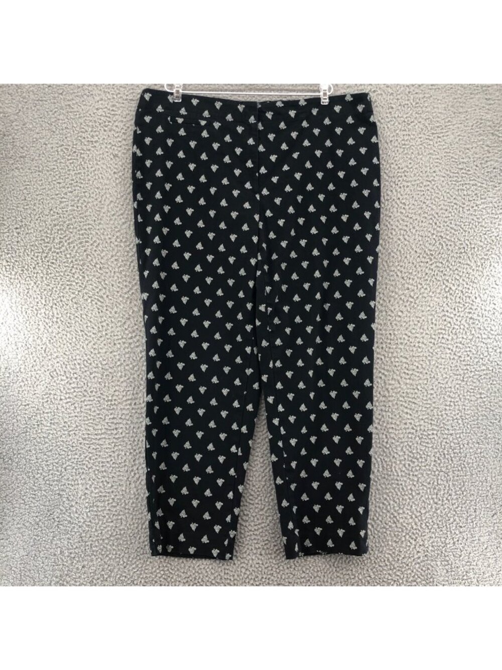 J Jill Pants Womens 18 Black Paisley Cotton Stretch Tapered Legs Ankle Trousers